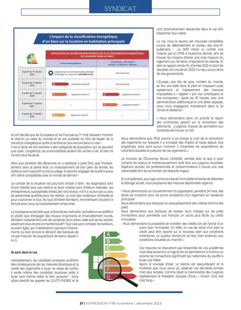 crie immobilière - tribune SNPI Alain Duffoux - terrain a batir 38 - 2023 11 - 2